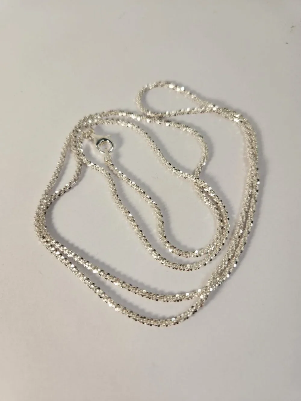 VTG NIB Italian Sterling Silver 925 Diamond-cut Criss Cross Chain Necklace 24